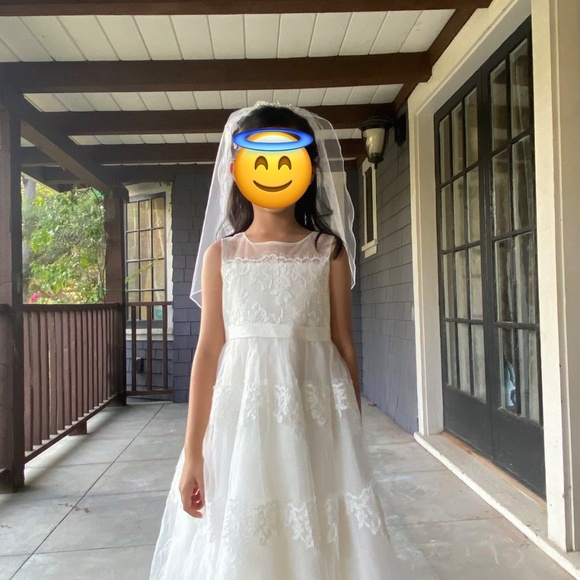 David’s Bridal Flower girl/ First Communion White Lace Dress Girls Size 5 - Picture 8 of 8